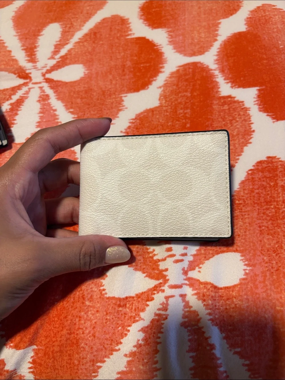 Coach Men’s White Leather Bifold Wallet with Raised Logo